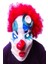 Parti Kırmızı Renk Afro Bonus Peruklu Palyaço Lateks Et Maske 1