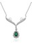 925 Ayar Gümüş Yeşil Taşlı Madalyon Kadın Gümüş Kolye 1