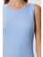 Basic Fitilli Örme Mini Elbise LUB0171 Gök Mavi 3