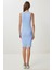 Basic Fitilli Örme Mini Elbise LUB0171 Gök Mavi 4