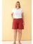 Modaserdem Kadın Kiremit Rengi Rahat Kalıp Cepli Şort 6