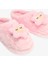 Açık Pembe Happy Flower 3D Çiçek Nakışlı Ev Patiği 2