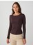 Acı Kahve Dar Kesim Kayık Yaka Örme Bluz 1