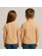 Unisex Basic Pamuklu Oversize Bej Çocuk Tişört 2