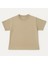 Unisex Basic Pamuklu Oversize Bej Çocuk Tişört 3