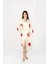 Müslin Kimono %100 Pamuklu Çilek Baskılı Desenli Bornoz Kaftan Sabahlık 4