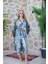 Müslin Kimono %100 Pamuklu Kadın Desenli Jakarlı Bornoz Kaftan Sabahlık 4