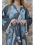 Müslin Kimono %100 Pamuklu Kadın Desenli Jakarlı Bornoz Kaftan Sabahlık 6