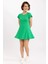 Lupinn Moda Kadın Yeşil Kısa Kollu Mini Yazlık Elbise Rahat Kalıp Günlük Şık Model 2