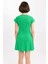 Lupinn Moda Kadın Yeşil Kısa Kollu Mini Yazlık Elbise Rahat Kalıp Günlük Şık Model 4