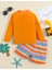 Erkek Çocuk Uzun Kollu Iş Makinesi Desenli Mayo Takımı – Turuncu Mavi Çizgili Şortlu 2
