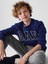 Erkek Çocuk Mavi Gap Logo Grafikli Fleece Sweatshirt 2