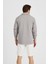 Erkek Polo Yaka Fitilli Sweatshirt Gri 4