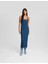 Allbucks Bershka, Askılı Yırtmaçlı Streç Uzun Midi Denim Elbise ABBRS0009 1