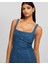 Allbucks Bershka, Askılı Yırtmaçlı Streç Uzun Midi Denim Elbise ABBRS0009 5