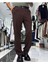 Erkek Baggy Fit Pile Detaylı Kumaş Pantolon 2