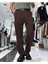 Erkek Baggy Fit Pile Detaylı Kumaş Pantolon 4