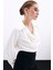 Degaje Yaka Incili Salaş Bluz - Ekru 4