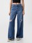 Kadın Koyu Mavi Mid Rise UltraSoft Baggy Jean Pantolon 6