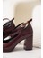 Topuklu Platformlu Bordo Bilek Ipli Ayakkabı 4