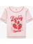 Pamuklu Kısa Kollu Bisiklet Yaka Çilek Baskılı Crop Tişört 4