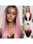 Koyu Kestane Pembe Ombreli Fiber Sentetik Tül Peruk 1