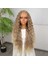 Yoğun Dalga Kumral Platin Röfleli Fiber Sentetik Geniş T Tül Peruk 1