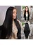 Siyah Ekstra Uzun Fiber Sentetik Düz Tül Peruk 1