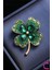 Zarif Çiçekli Kristal Taşlı Yeşil Yonca Tasarım Kadın Broş - Hediyelik Elbise Yaka Iğnesi Broşu 1