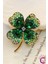 Zarif Çiçekli Kristal Taşlı Yeşil Yonca Tasarım Kadın Broş - Hediyelik Elbise Yaka Iğnesi Broşu 3