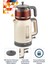 Krem Renkli 2200W Cam Demlikli Çay ve Su Isıtıcı Makinesi 3