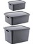 3'lü Kapaklı Kutu Seti, Antrasit, 4,5-12-18 Lt, Dayanıklı ve Şık Depolama Çözümü 2