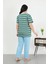 Kadın Büyük Beden Kısa Kol Penye Pijama Takımı Petrol 202505 4