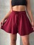 Volanlı Keten Şort Bordo S255058 1