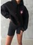 3 Iplik Şardonlu Oversize Compact Ördek Baskılı Sweat Siyah 1
