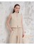 Broşlu Yelek Pantolon Takım Bej S255821 2