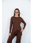 Kadın Viskon Full Likra Tunik-Kahve 4