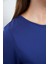 Viskon Dökümlü Tişört-Lacivert 5