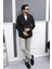Verde Dokulu Gofre Kumaş Italyan Stil Slim Fit Kruvaze Erkek Ceket Siyah 1