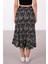 Beli Lastikli Desenli Etek Ucu Fırfırlı Midi Etek 2