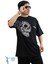 Bol Kesim Kuru Kafa Desenli Unisex T-Shirt Tişört Over Size T-Shirt Siyah 1