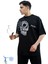 Bol Kesim Kuru Kafa Desenli Unisex T-Shirt Tişört Over Size T-Shirt Siyah 2