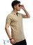 Erkek Slim Fit Dar Kesim Pamuklu Yumuşak Doku Nefes Alan Kumaş Kıvrılmaz Yaka Haki Polo Yaka Tişört Vizon Petrol 1