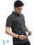 Erkek Slim Fit Dar Kesim Pamuklu Yumuşak Doku Nefes Alan Kumaş Kıvrılmaz Yaka Haki Polo Yaka Tişört Antrasit 2