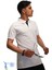 Erkek Slim Fit Dar Kesim Pamuklu Yumuşak Doku Nefes Alan Kumaş Kıvrılmaz Yaka Haki Polo Yaka Tişört Beyaz Lacivert 2