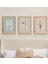 Mc Home Art Doğal Ahşap Çerçeveli Uv Baskı 3'lü Renkli Çizgili Çiçek Desenli Tablo Seti Modern Şık Duvar Dekoru 1