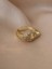 Kilit Kalp Model Zirkon Taşlı Ayarlanabilir Gold Altın Renkli Yüzük 3