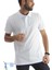 Erkek Slim Fit Dar Kesim Pamuklu Yumuşak Doku Nefes Alan Kumaş Kıvrılmaz Yaka Haki Polo Yaka Tişört Beyaz 1