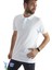 Erkek Slim Fit Dar Kesim Pamuklu Yumuşak Doku Nefes Alan Kumaş Kıvrılmaz Yaka Haki Polo Yaka Tişört Beyaz 2