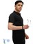 Erkek Slim Fit Dar Kesim Pamuklu Yumuşak Doku Nefes Alan Kumaş Kıvrılmaz Yaka Haki Polo Yaka Tişört Siyah 1